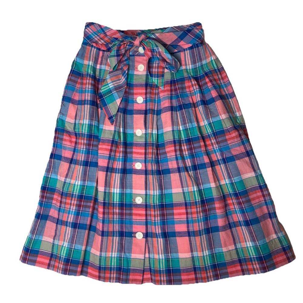 Talbots Women's Sz 2 Petite Plaid Midi Pleated Wool Skirt‎ Academia USA Preppy